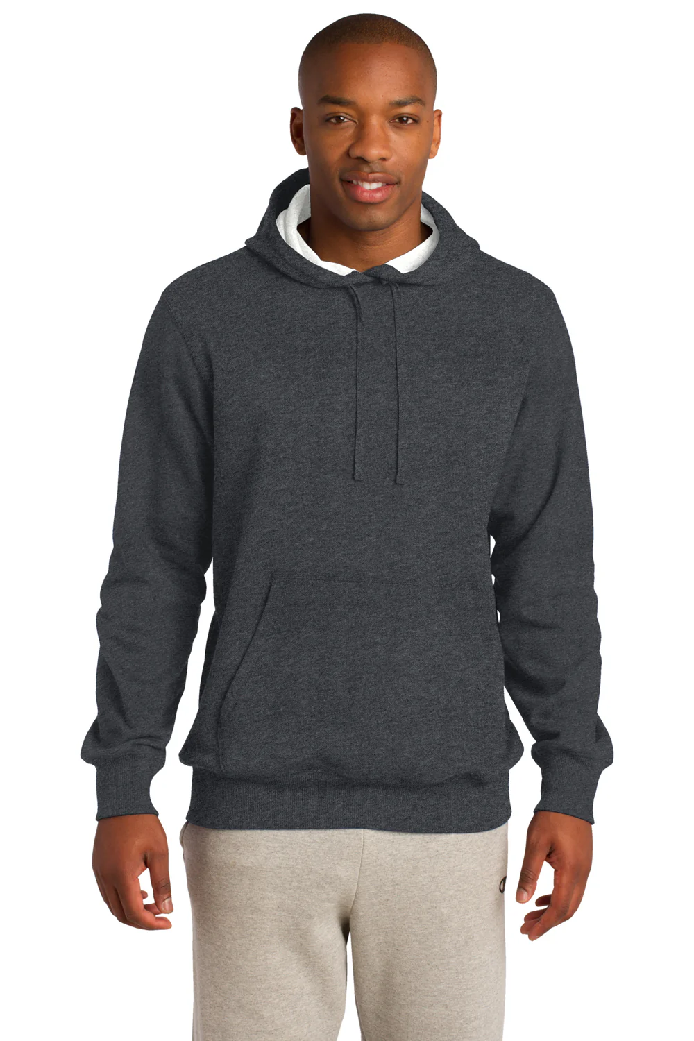 Sport-Tek Mens Shrink Resistant Fleece Hooded Sweatshirt Hoodie - Heather Graphite Grey