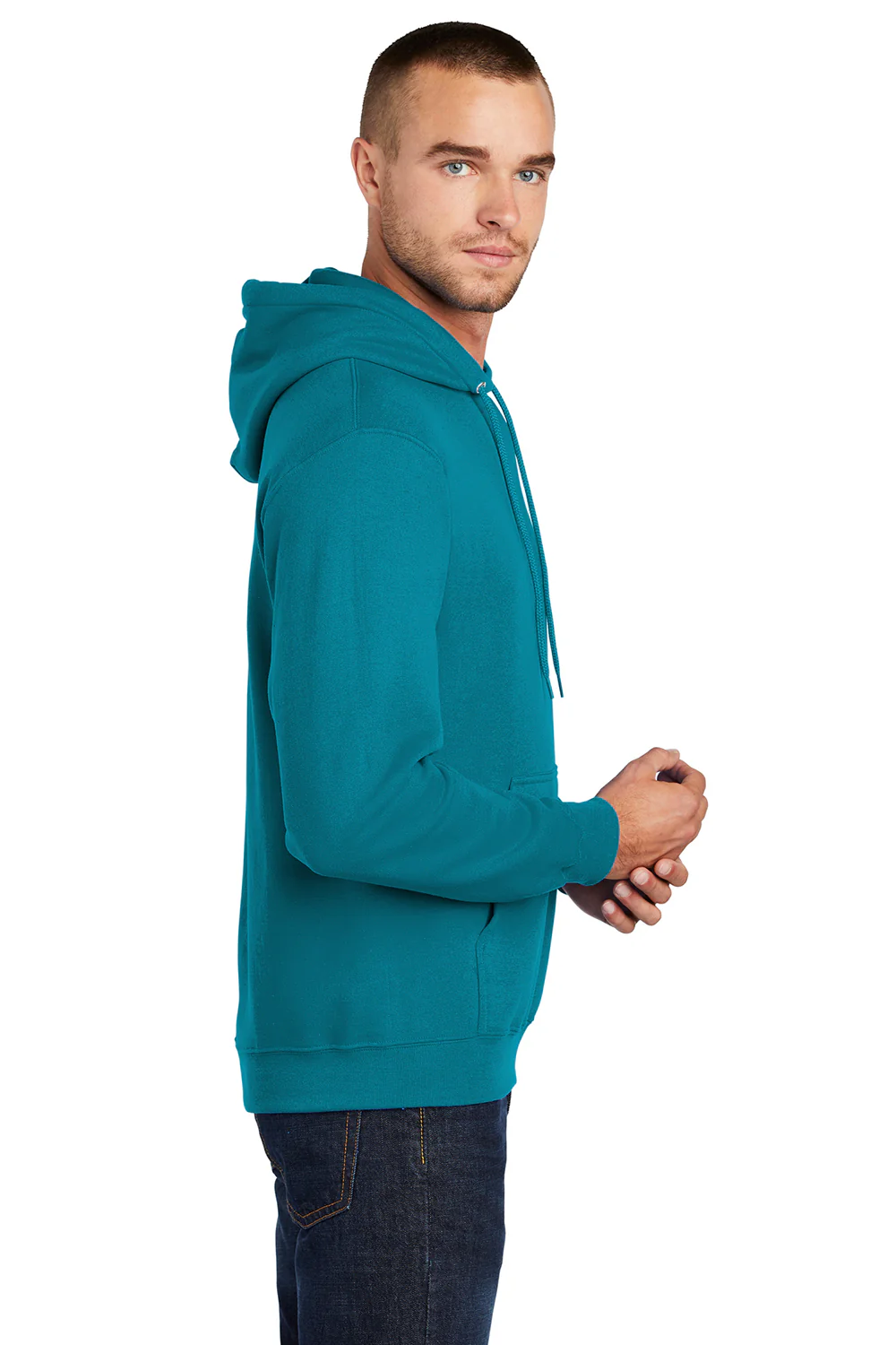 Port & Company Mens Core Pill Resistant Fleece Hooded Sweatshirt Hoodie - Teal Green