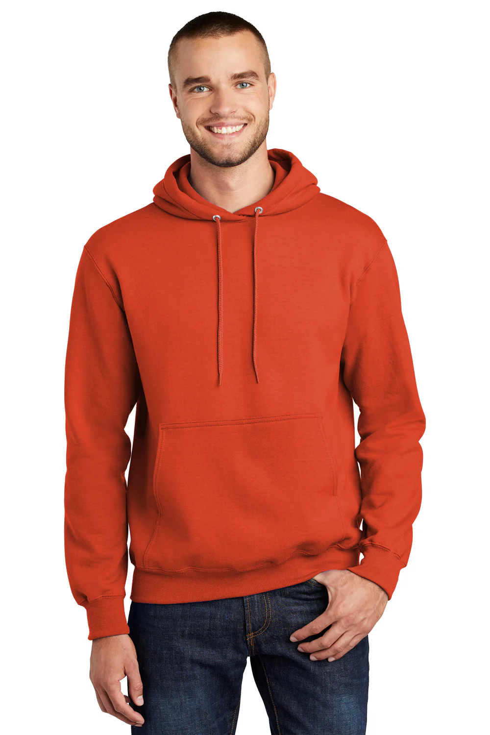 Port & Company Mens Essential Pill Resistant Fleece Hooded Sweatshirt Hoodie - Orange