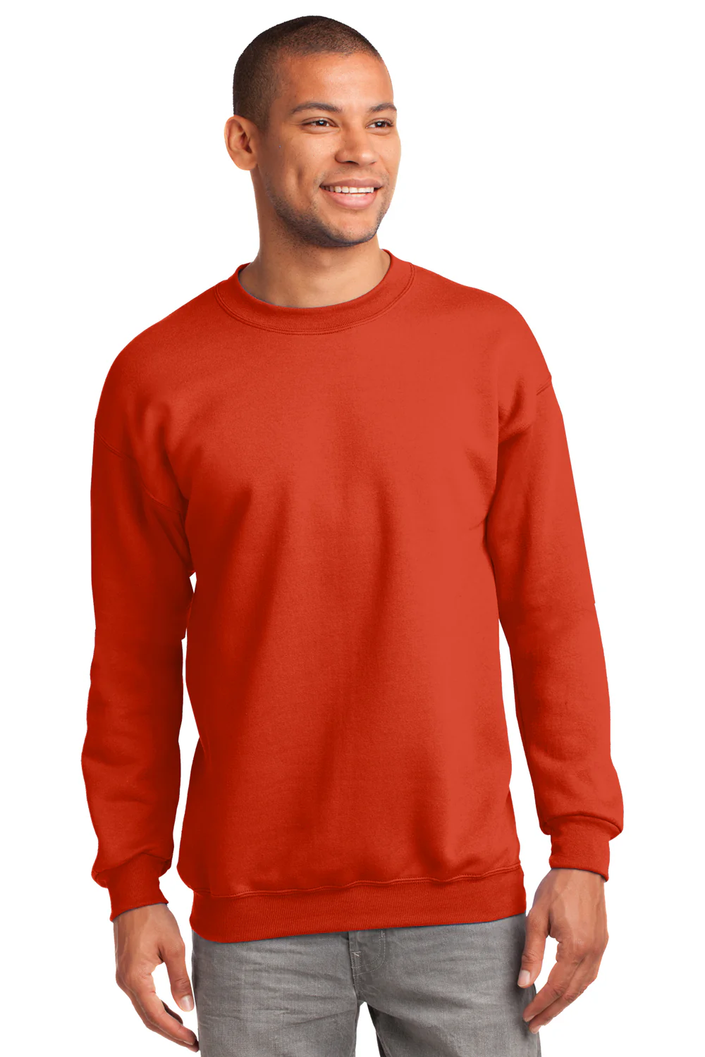 Port & Company Mens Essential Pill Resistant Fleece Crewneck Sweatshirt - Orange