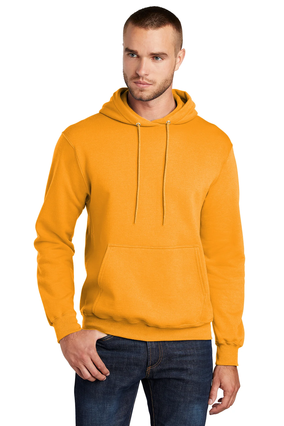 Port & Company Mens Core Pill Resistant Fleece Hooded Sweatshirt Hoodie - Gold