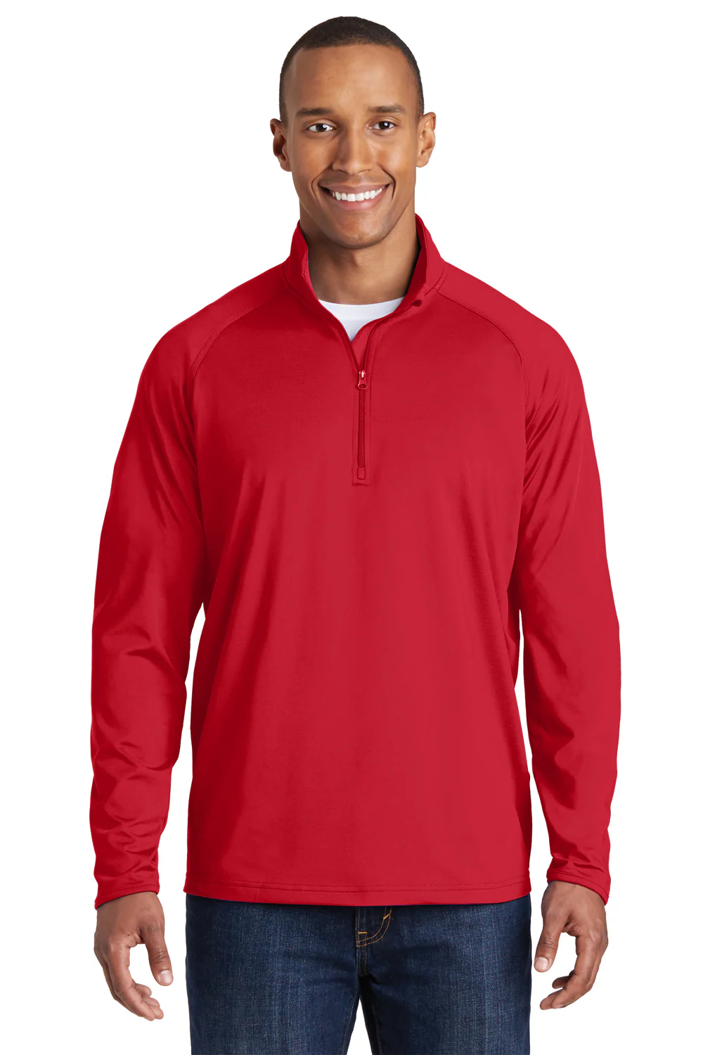 Sport-Tek Mens Sport-Wick Moisture Wicking 1/4 Zip Sweatshirt - True Red
