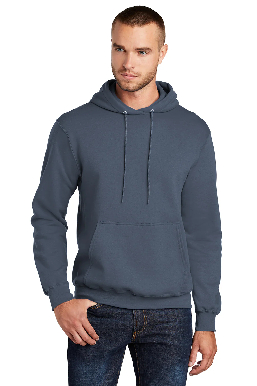 Port & Company Mens Core Pill Resistant Fleece Hooded Sweatshirt Hoodie - Steel Blue
