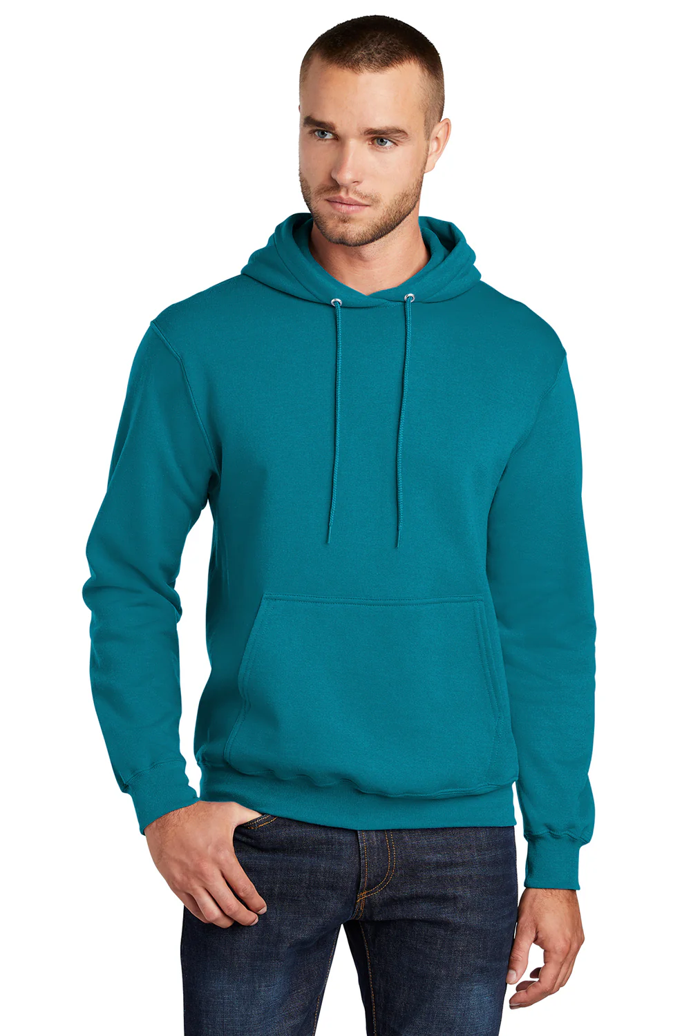 Port & Company Mens Core Pill Resistant Fleece Hooded Sweatshirt Hoodie - Teal Green