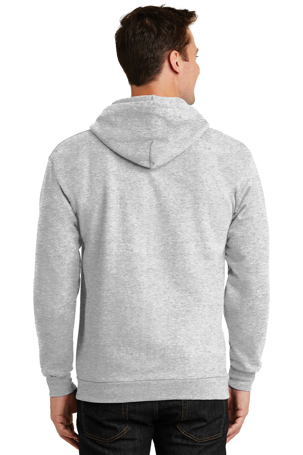 Port & Company Mens Essential Pill Resistant Fleece Full Zip Hooded Sweatshirt Hoodie - Ash Grey