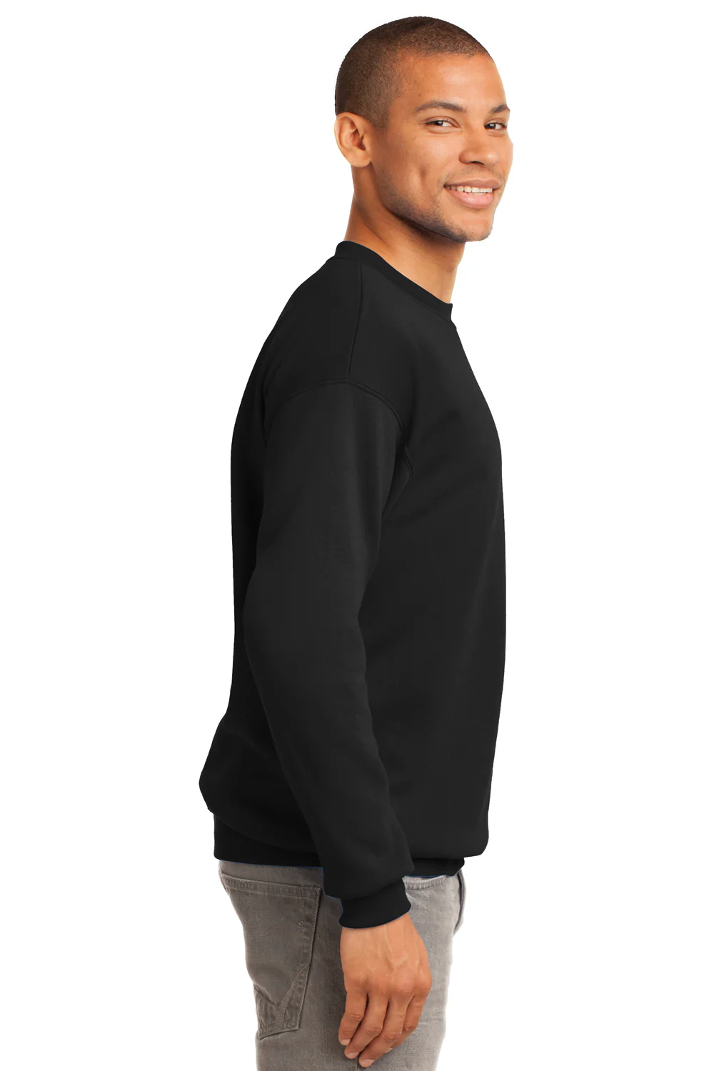 Port & Company Mens Essential Pill Resistant Fleece Crewneck Sweatshirt - Jet Black