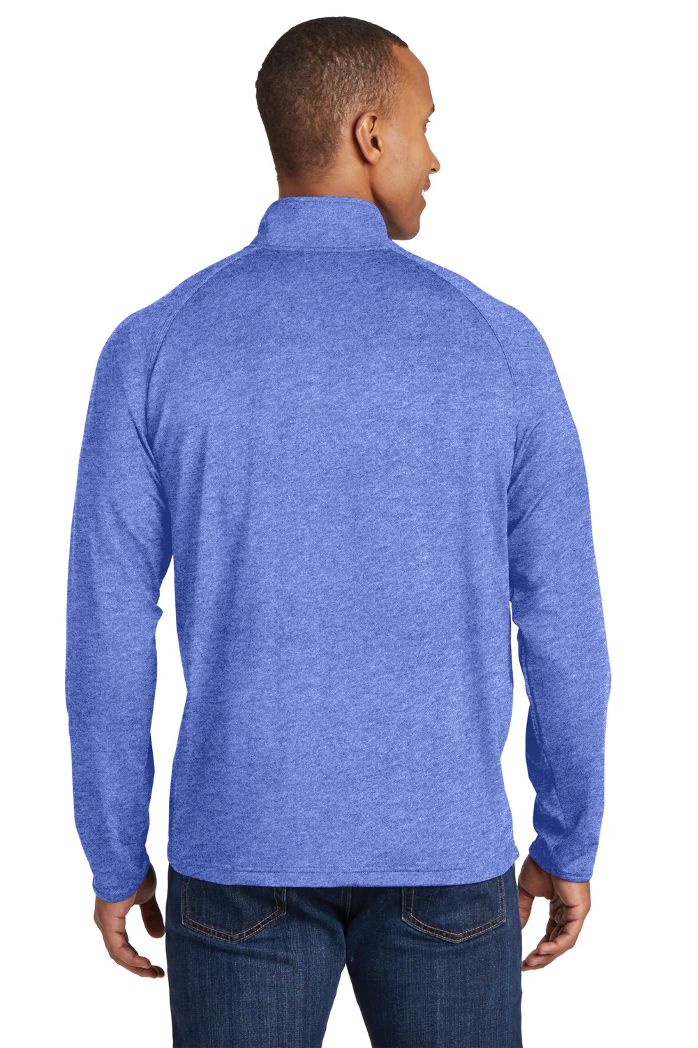 Sport-Tek Mens Sport-Wick Moisture Wicking 1/4 Zip Sweatshirt - Heather True Royal Blue