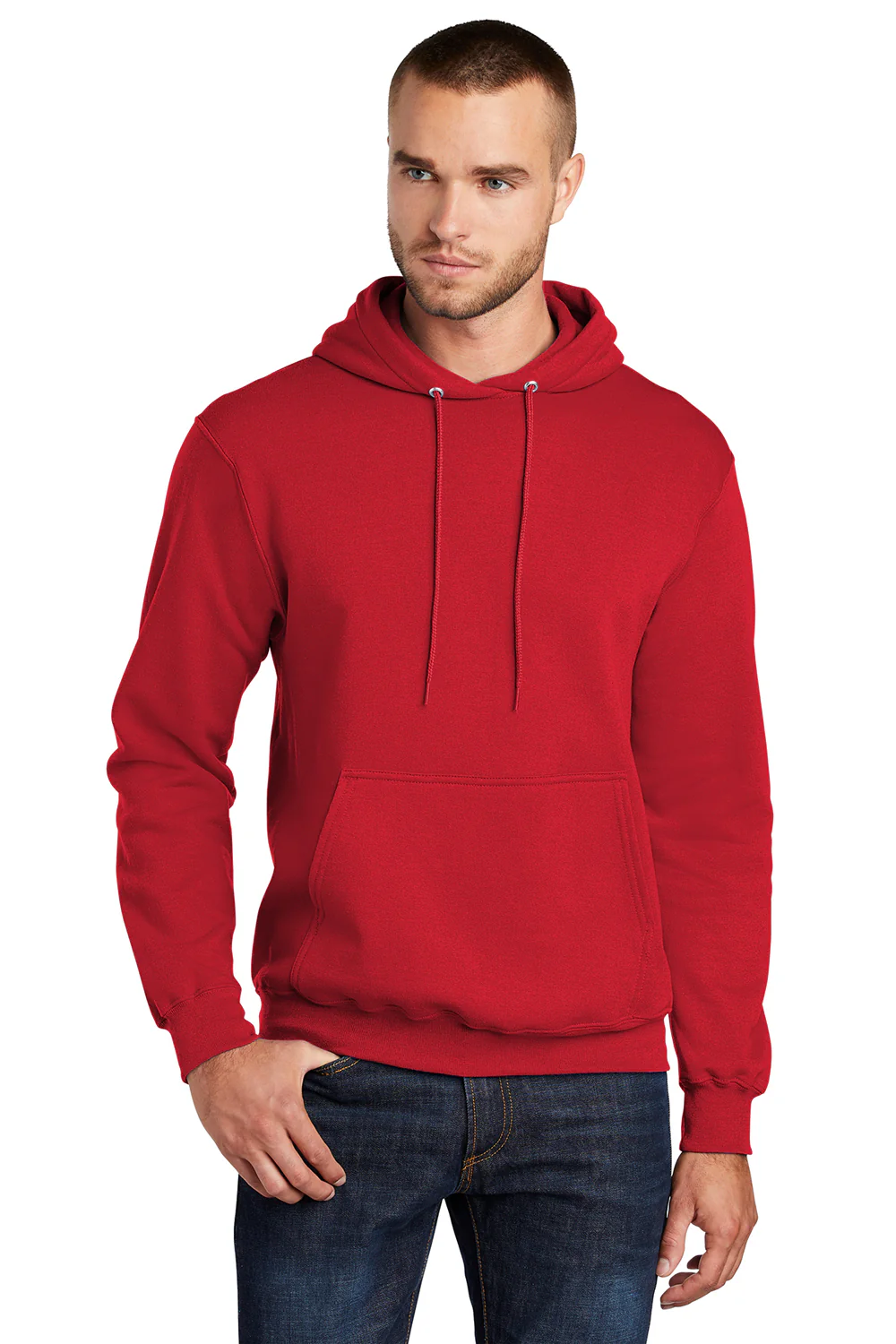 Port & Company Mens Core Pill Resistant Fleece Hooded Sweatshirt Hoodie - Red