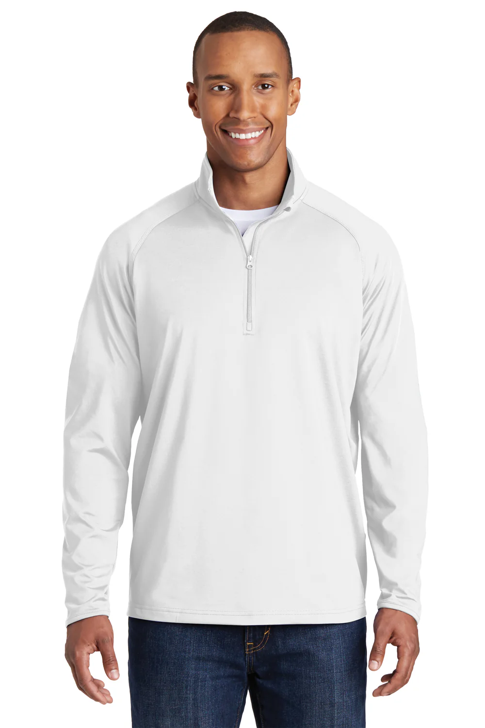 Sport-Tek Mens Sport-Wick Moisture Wicking 1/4 Zip Sweatshirt - White
