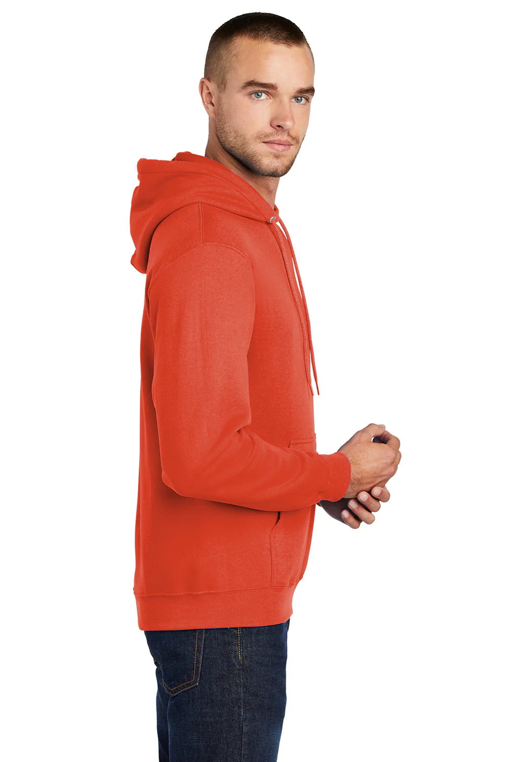 Port & Company Mens Core Pill Resistant Fleece Hooded Sweatshirt Hoodie - Orange