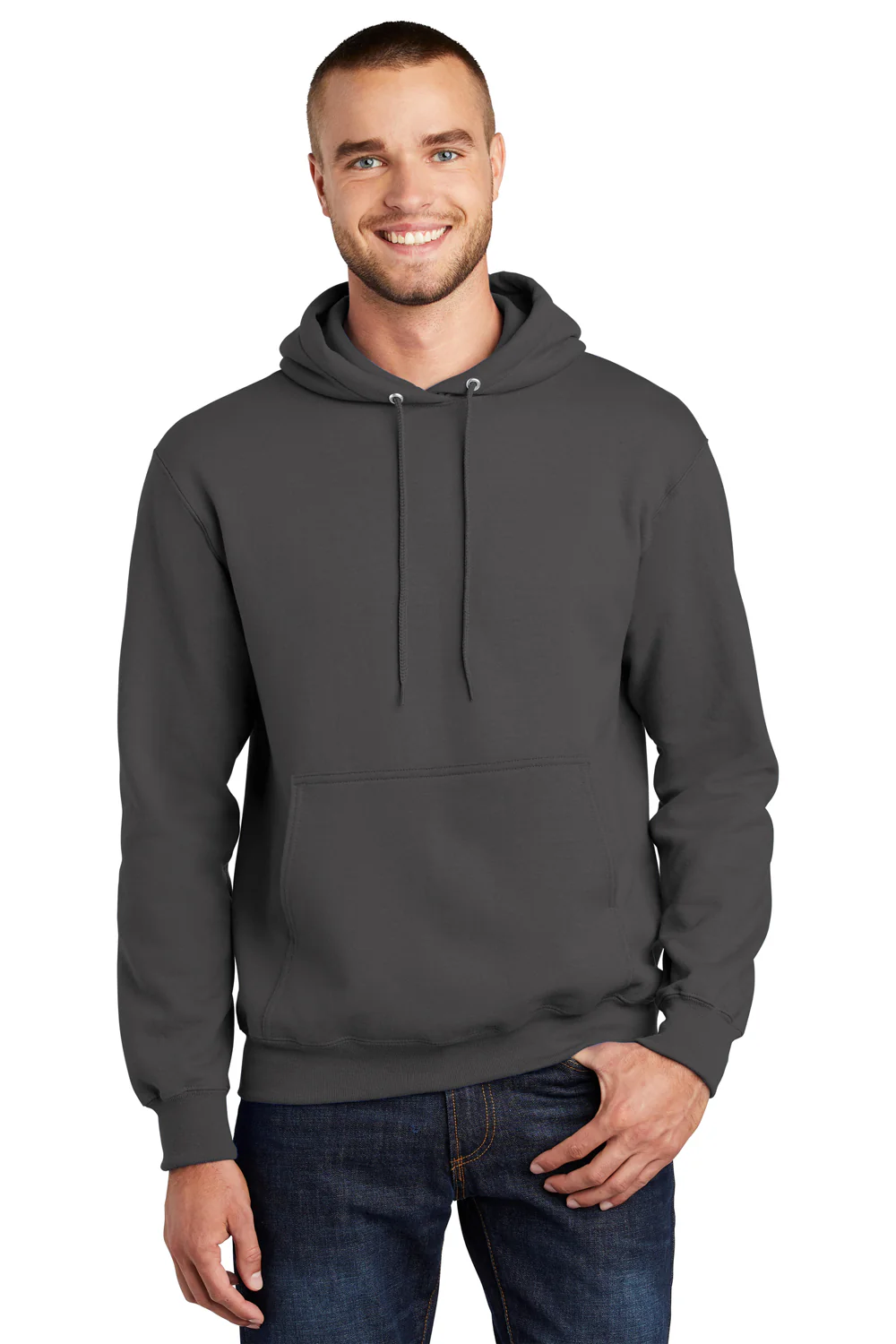 Port & Company Mens Essential Pill Resistant Fleece Hooded Sweatshirt Hoodie - Charcoal Grey