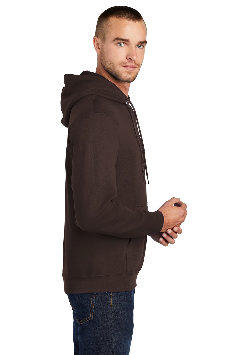 Port & Company Mens Core Pill Resistant Fleece Hooded Sweatshirt Hoodie - Dark Chocolate Brown