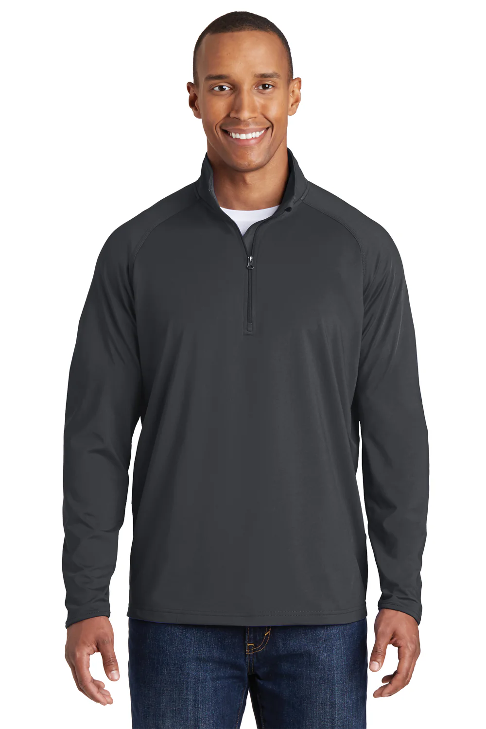 Sport-Tek Mens Sport-Wick Moisture Wicking 1/4 Zip Sweatshirt - Charcoal Grey