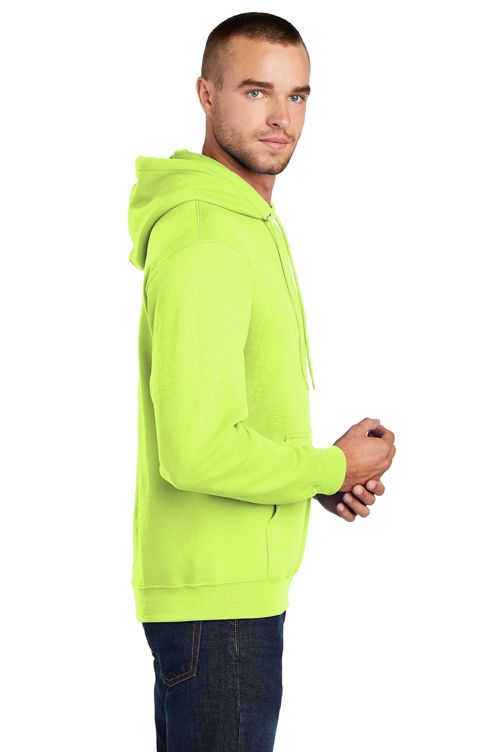 Port & Company Mens Core Pill Resistant Fleece Hooded Sweatshirt Hoodie - Neon Yellow