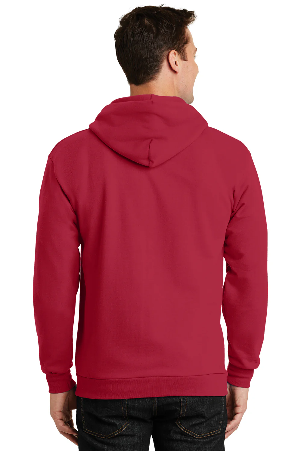 Port & Company Mens Essential Pill Resistant Fleece Full Zip Hooded Sweatshirt Hoodie - Red