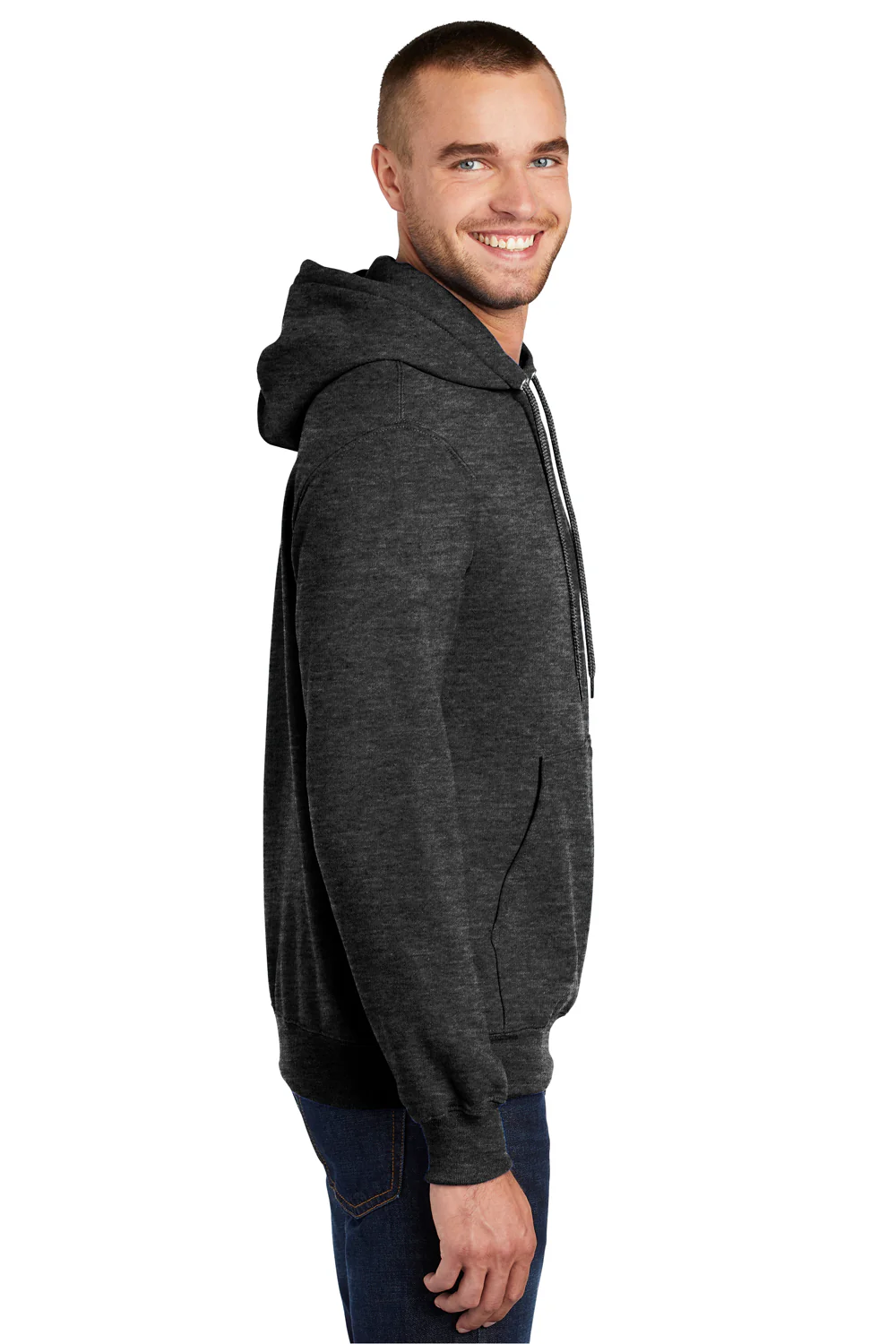 Port & Company Mens Essential Pill Resistant Fleece Hooded Sweatshirt Hoodie - Heather Dark Grey