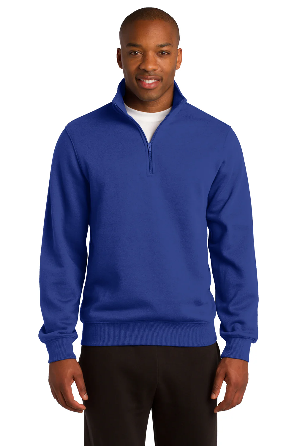 Sport-Tek Mens Shrink Resistant Fleece 1/4 Zip Sweatshirt - True Royal Blue