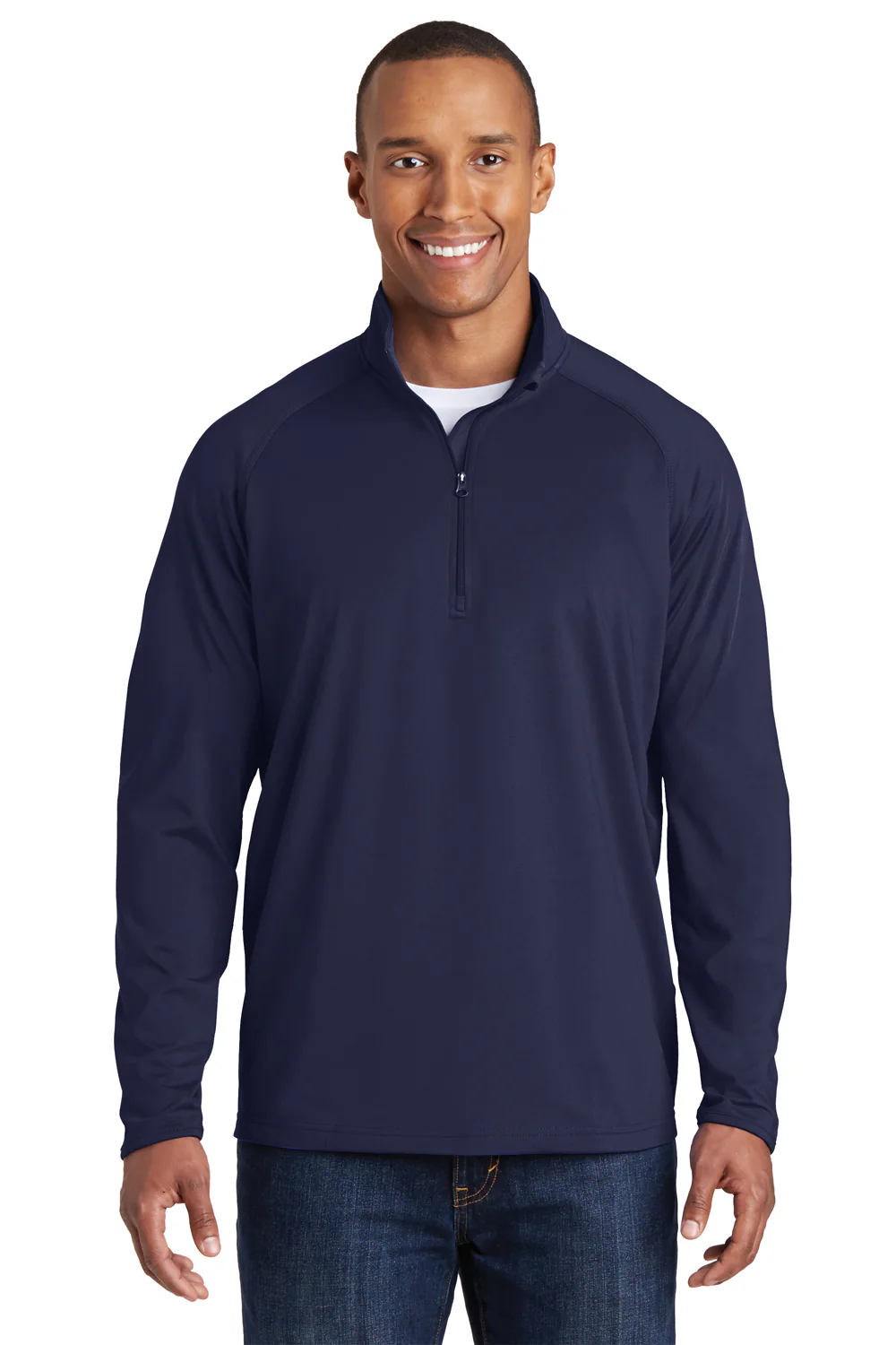 Sport-Tek Mens Sport-Wick Moisture Wicking 1/4 Zip Sweatshirt - True Navy Blue