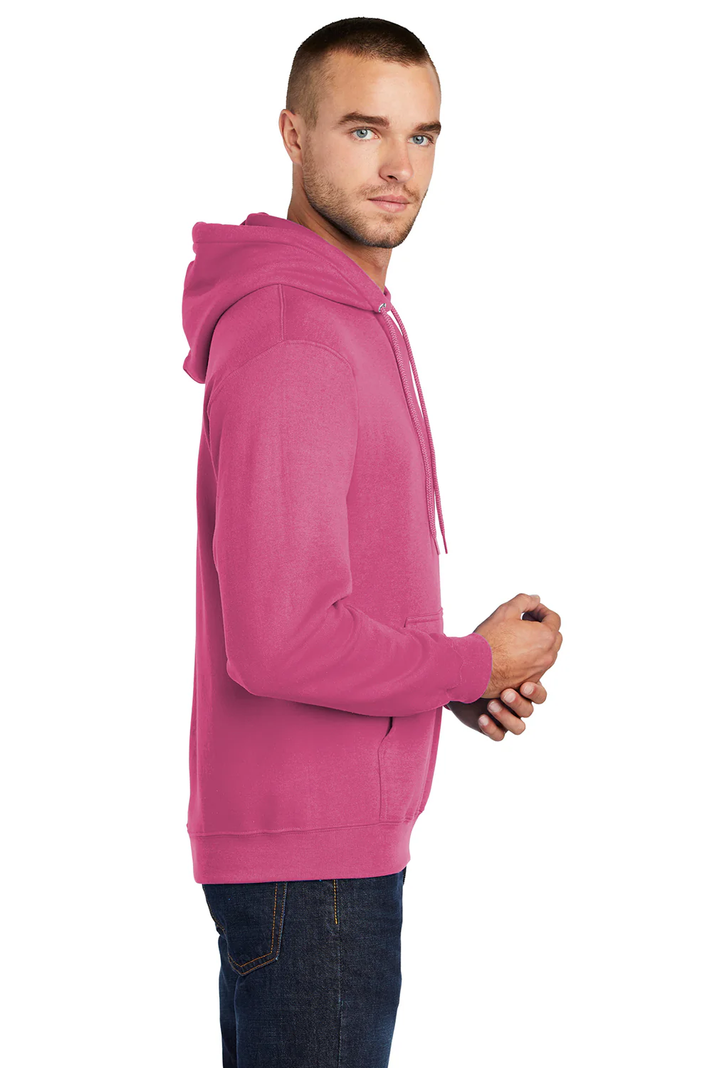 Port & Company Mens Core Pill Resistant Fleece Hooded Sweatshirt Hoodie - Sangria Pink