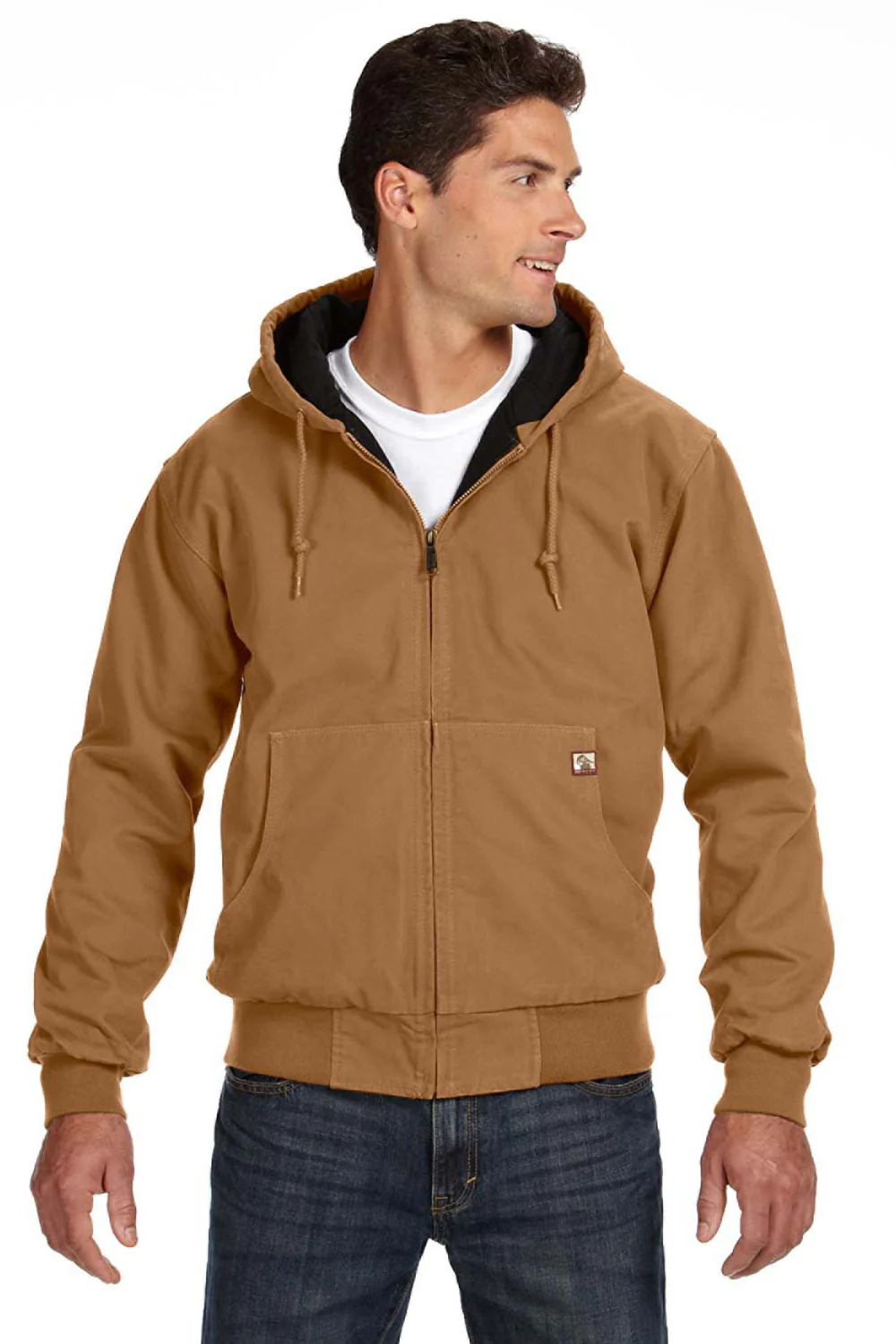 Dri Duck Mens Cheyenne Full Zip Hooded Sweatshirt Hoodie - Saddle Brown