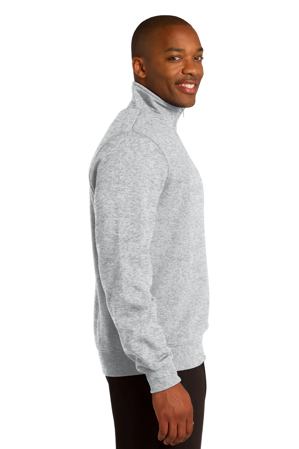 Sport-Tek Mens Shrink Resistant Fleece 1/4 Zip Sweatshirt - Heather Grey