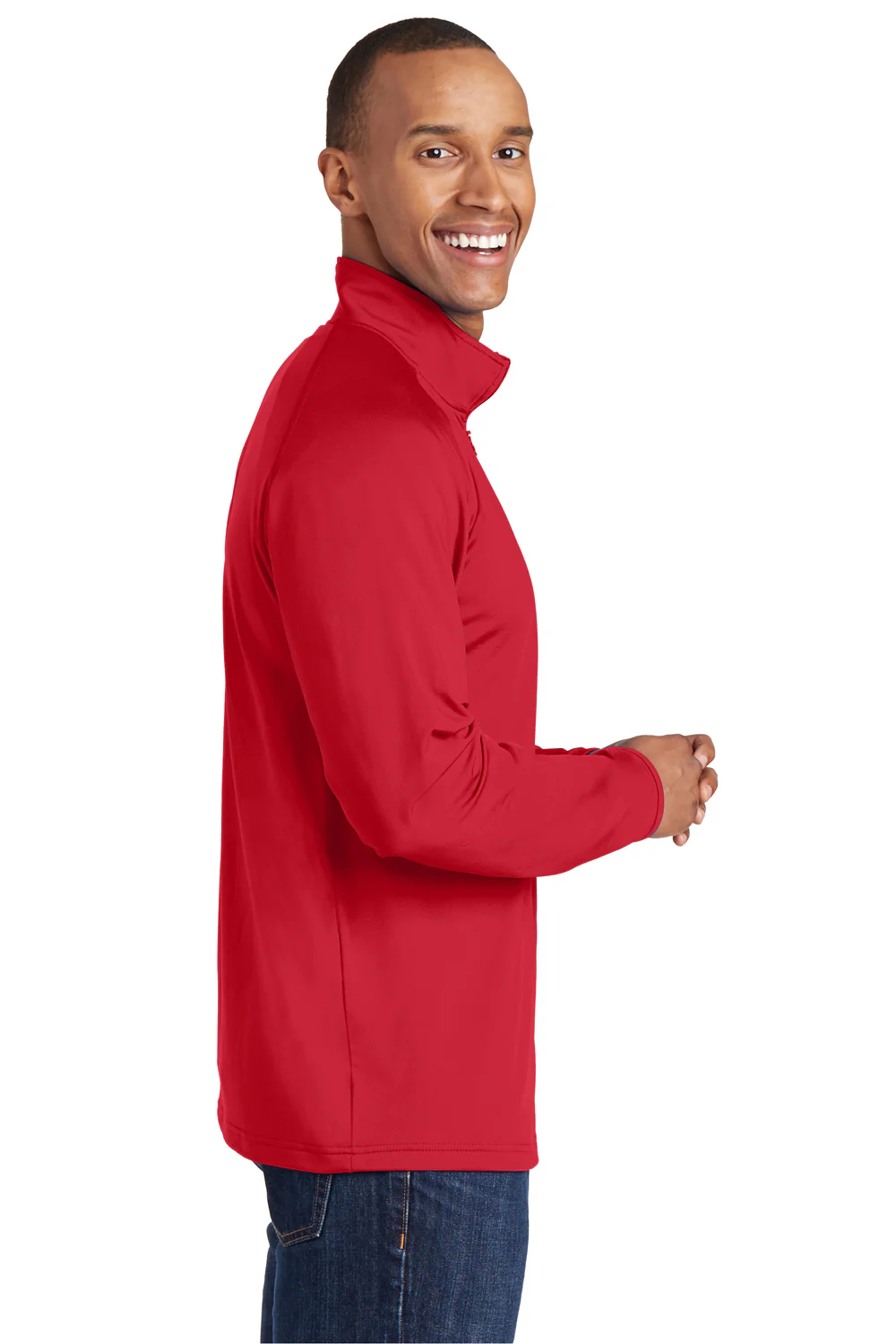 Sport-Tek Mens Sport-Wick Moisture Wicking 1/4 Zip Sweatshirt - True Red