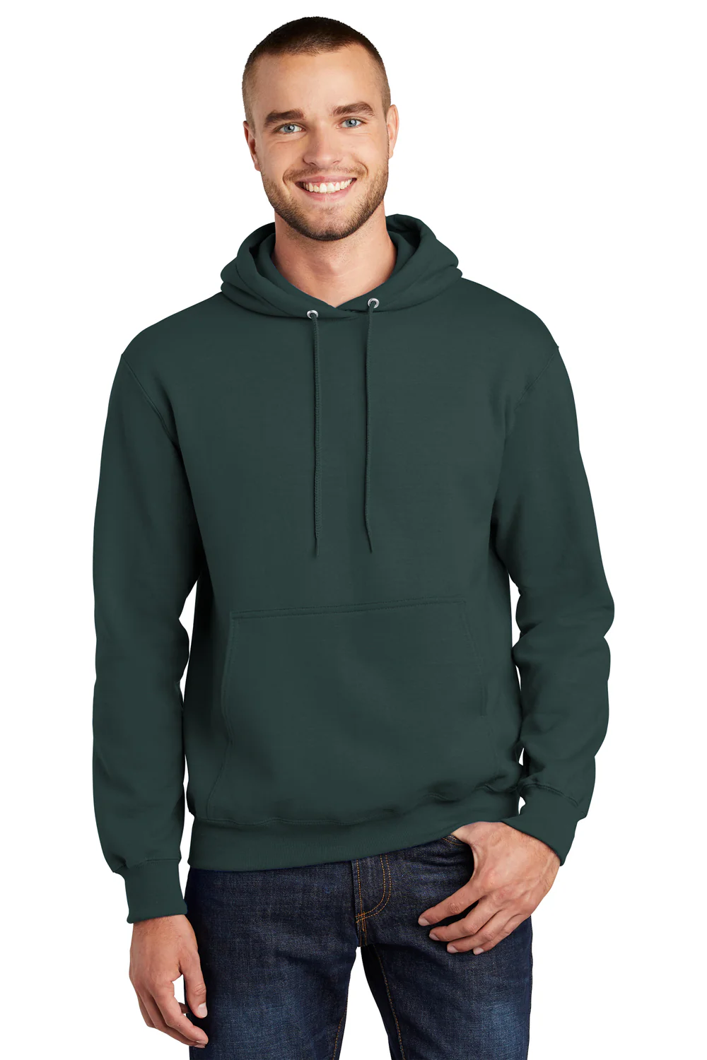 Port & Company Mens Essential Pill Resistant Fleece Hooded Sweatshirt Hoodie - Dark Green