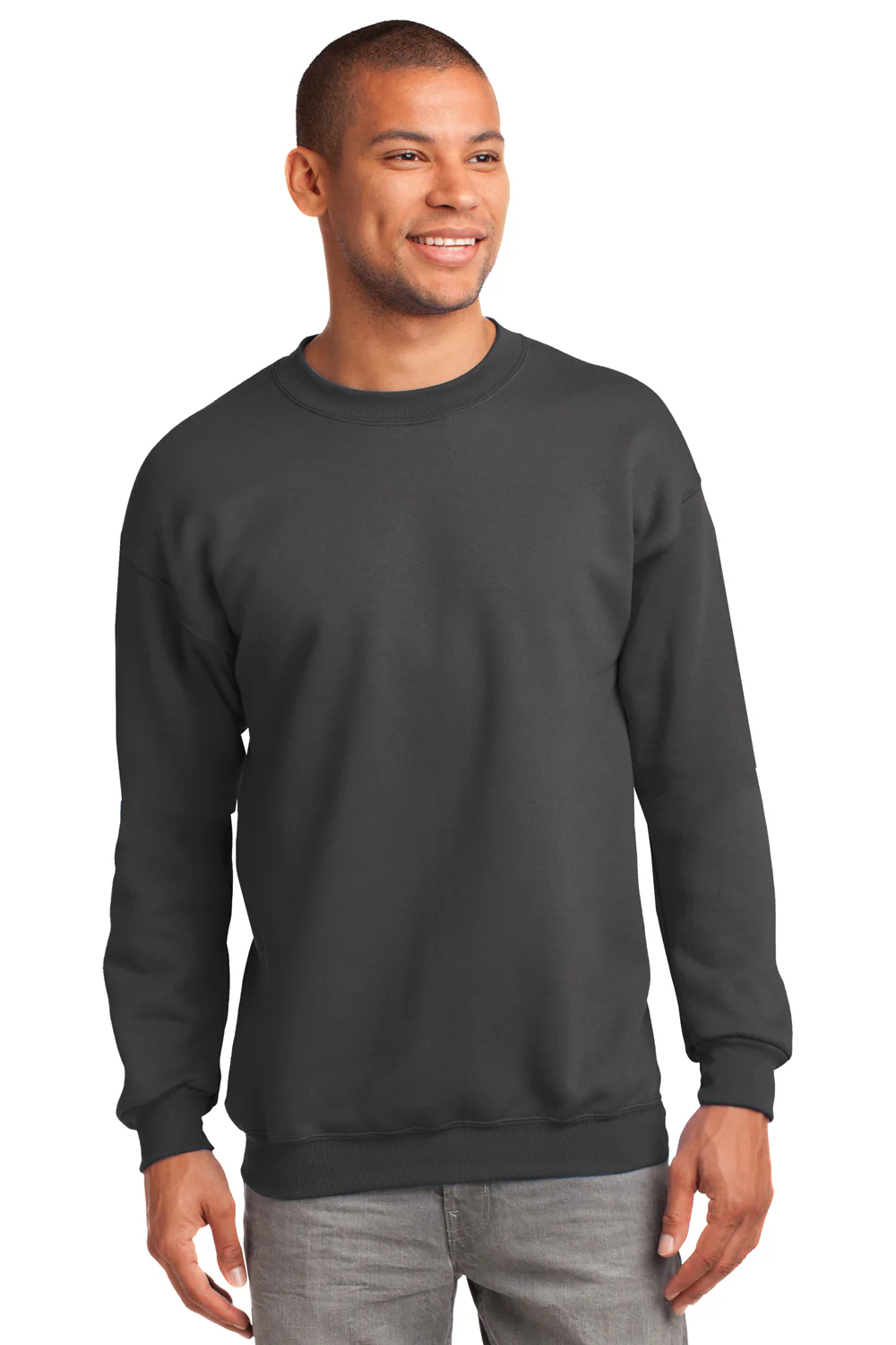 Port & Company Mens Essential Pill Resistant Fleece Crewneck Sweatshirt - Charcoal Grey