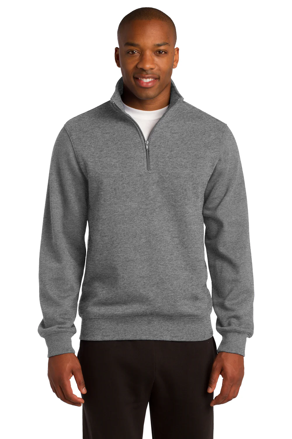 Sport-Tek Mens Shrink Resistant Fleece 1/4 Zip Sweatshirt - Heather Vintage Grey