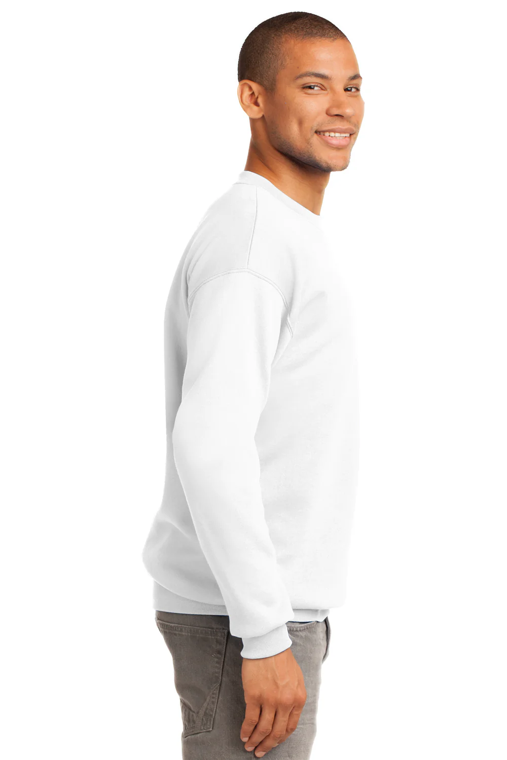 Port & Company Mens Essential Pill Resistant Fleece Crewneck Sweatshirt - White