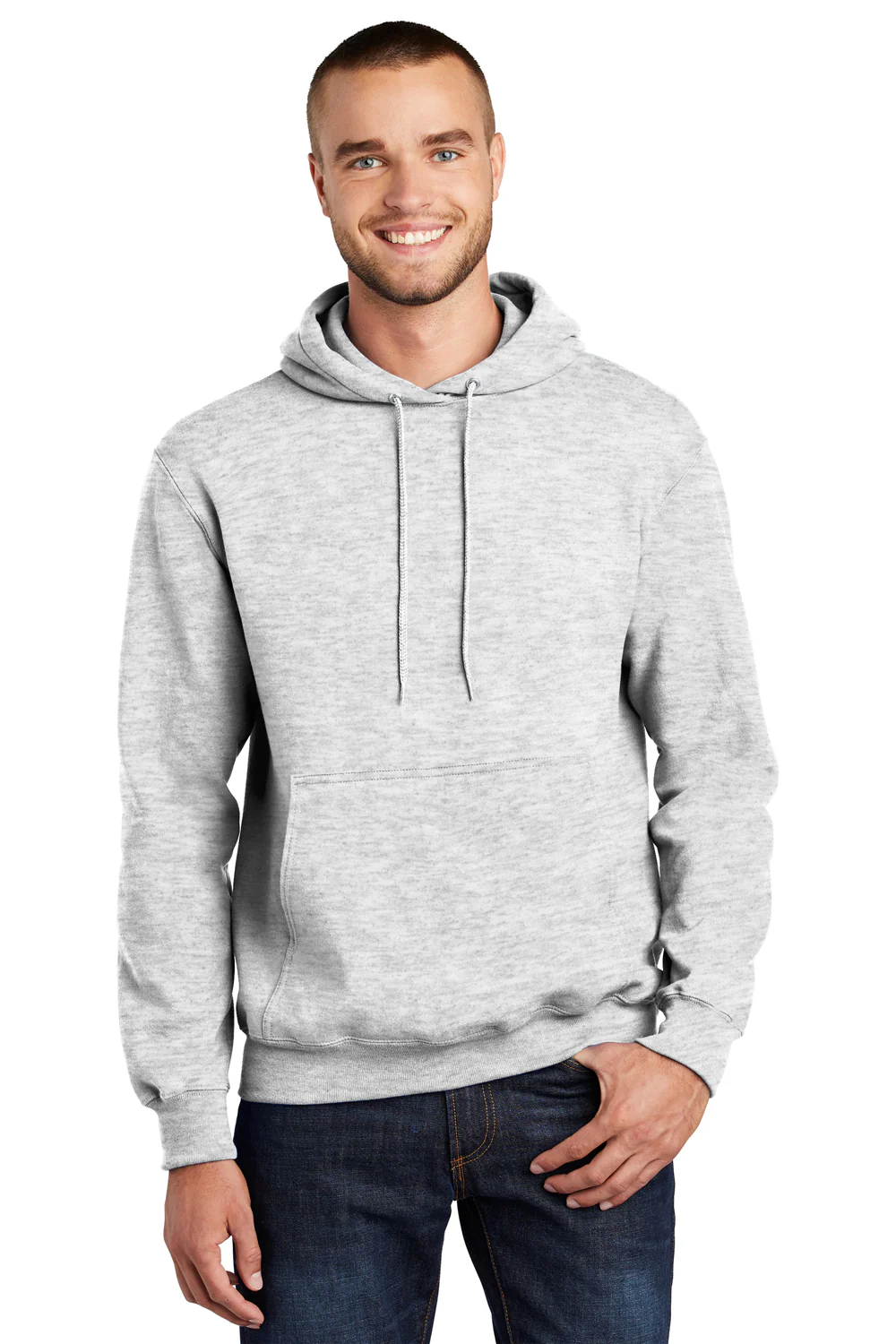 Port & Company Mens Essential Pill Resistant Fleece Hooded Sweatshirt Hoodie - Ash Grey
