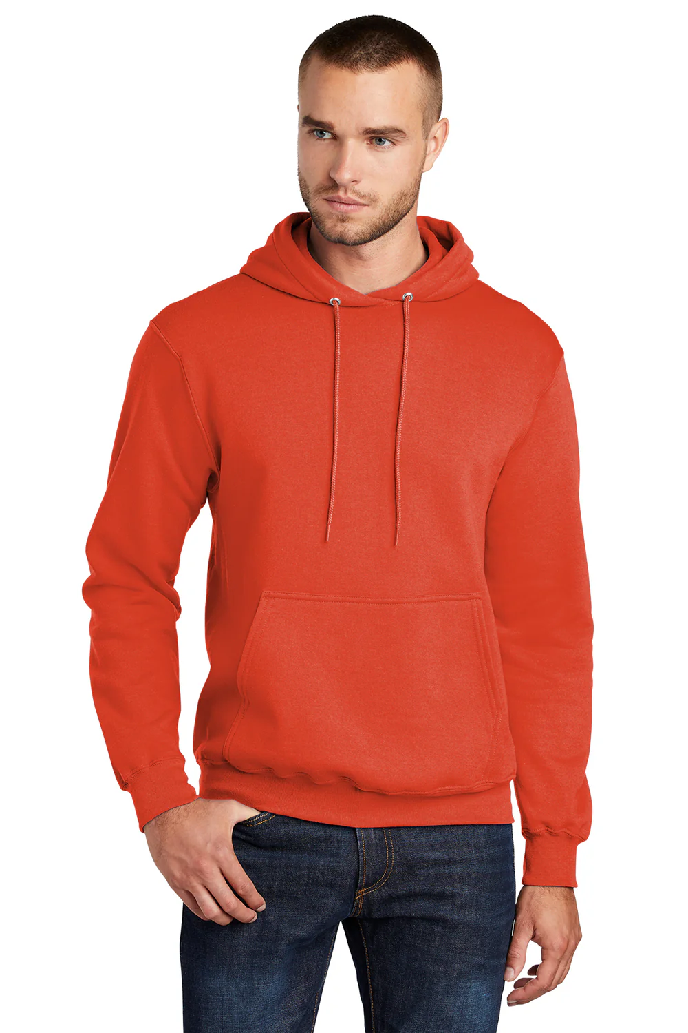 Port & Company Mens Core Pill Resistant Fleece Hooded Sweatshirt Hoodie - Orange