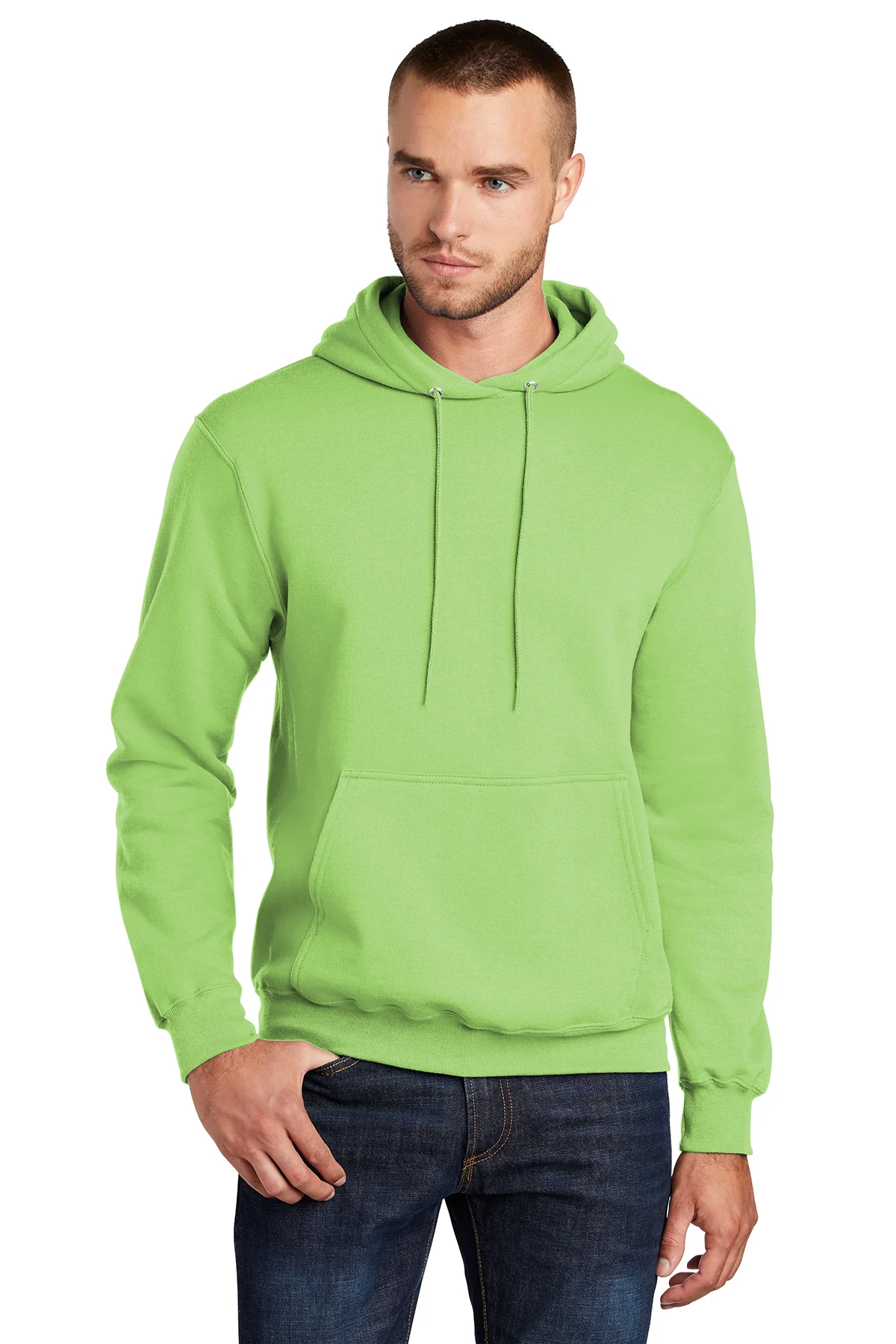 Port & Company Mens Core Pill Resistant Fleece Hooded Sweatshirt Hoodie - Lime Green