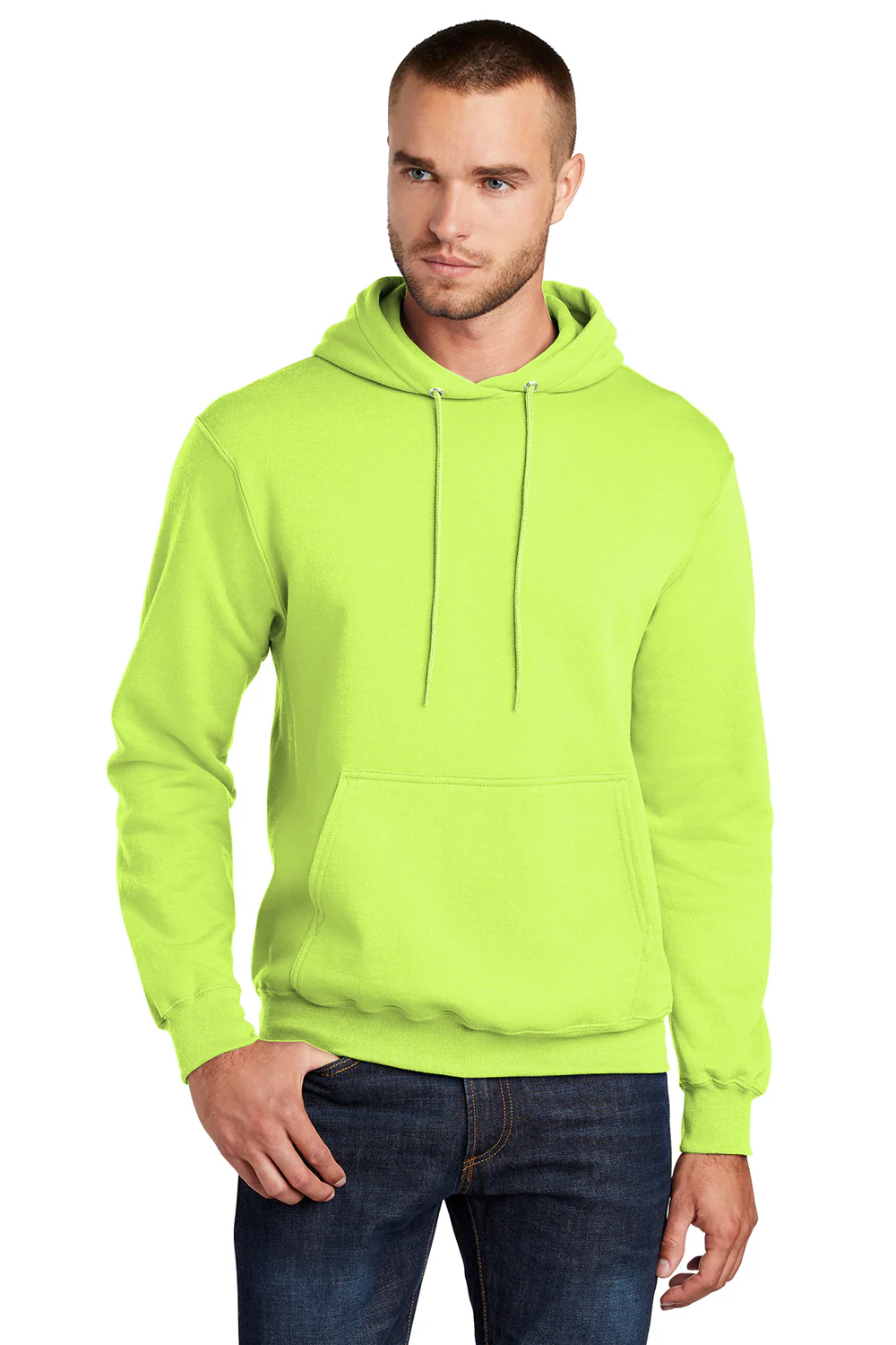 Port & Company Mens Core Pill Resistant Fleece Hooded Sweatshirt Hoodie - Neon Yellow
