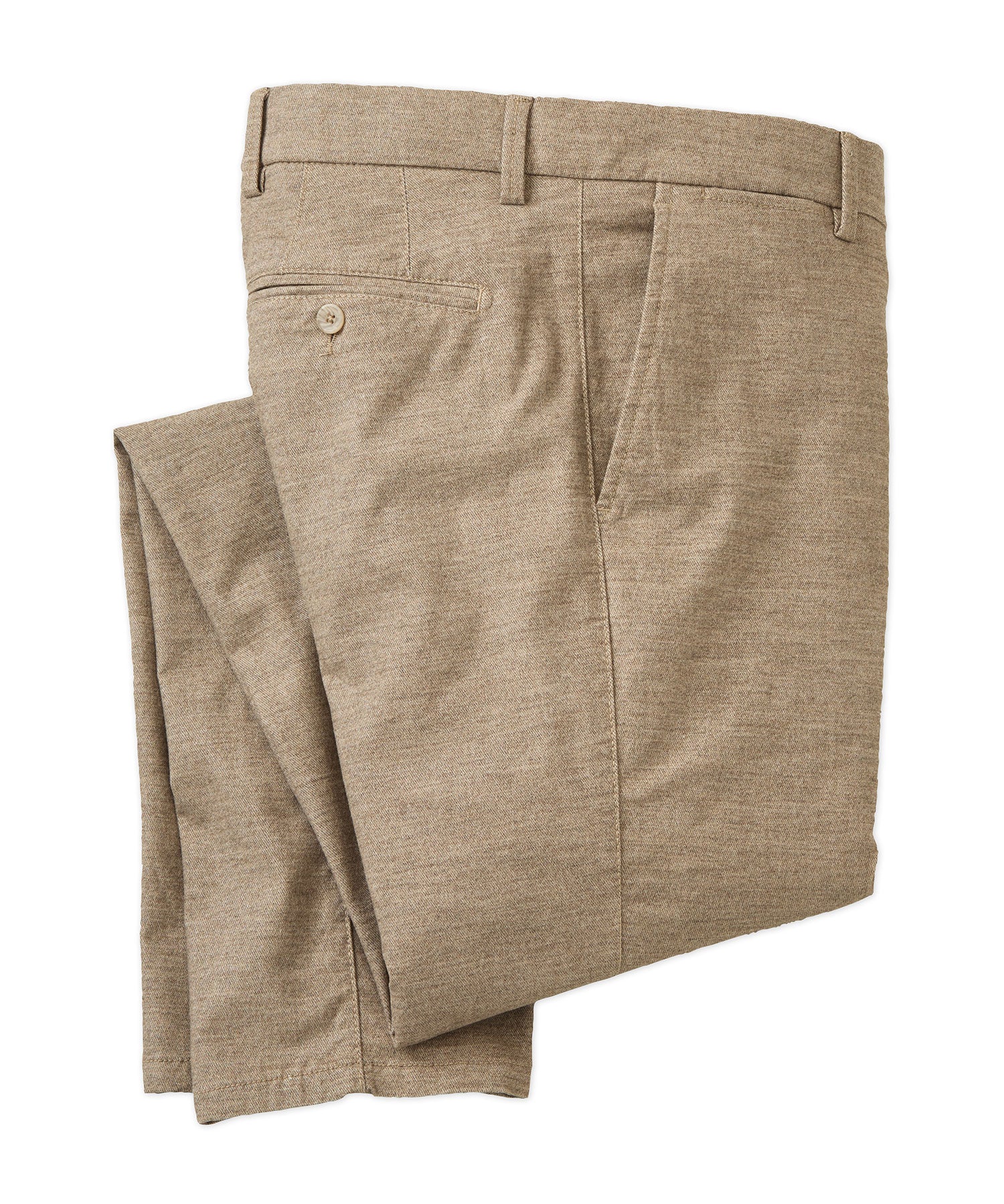 Wooly Melange Flannel Flat-Front Trouser