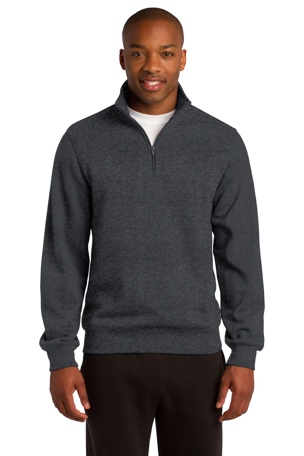 Sport-Tek Mens Shrink Resistant Fleece 1/4 Zip Sweatshirt - Heather Graphite Grey