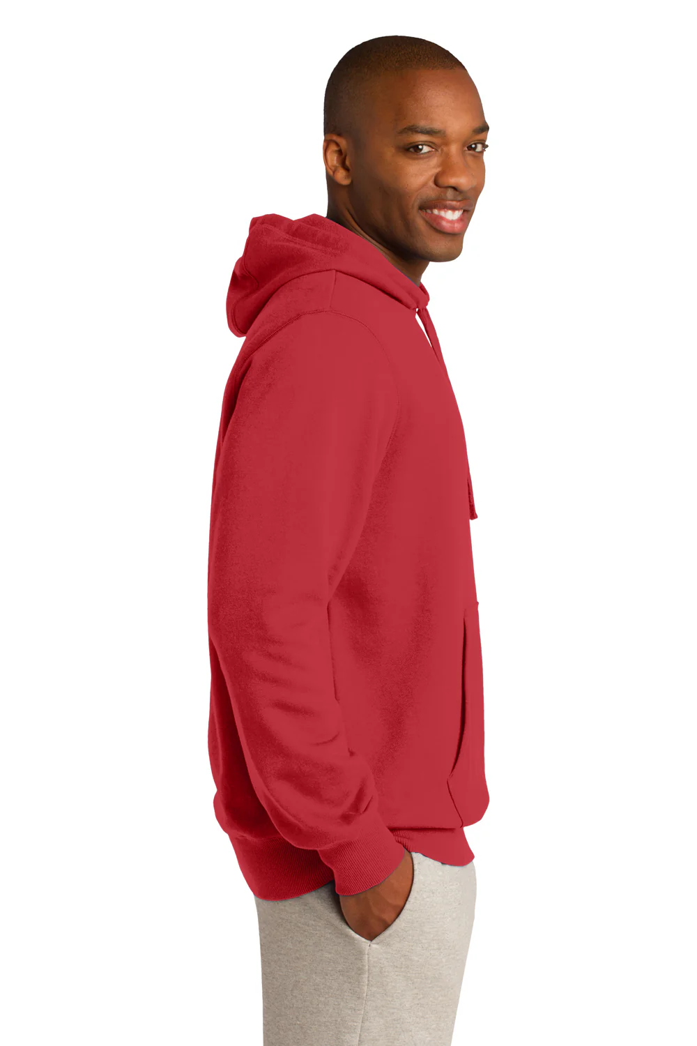 Sport-Tek Mens Shrink Resistant Fleece Hooded Sweatshirt Hoodie - True Red