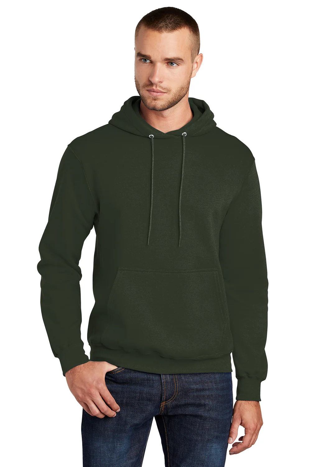 Port & Company Mens Core Pill Resistant Fleece Hooded Sweatshirt Hoodie - Olive Green
