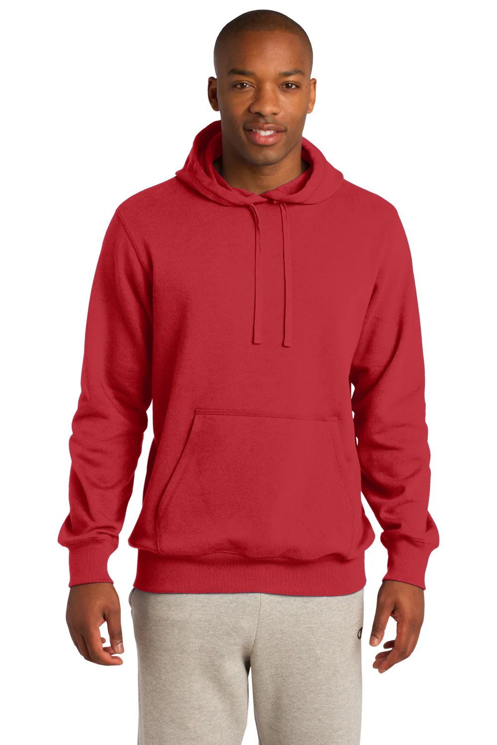 Sport-Tek Mens Shrink Resistant Fleece Hooded Sweatshirt Hoodie - True Red
