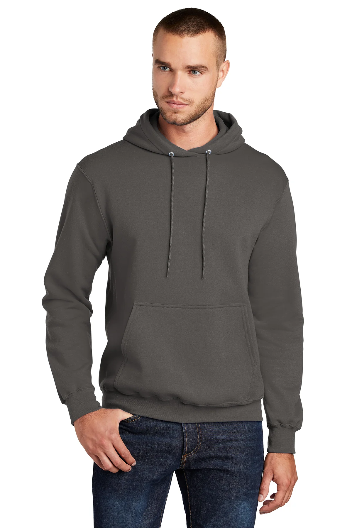 Port & Company Mens Core Pill Resistant Fleece Hooded Sweatshirt Hoodie - Charcoal Grey