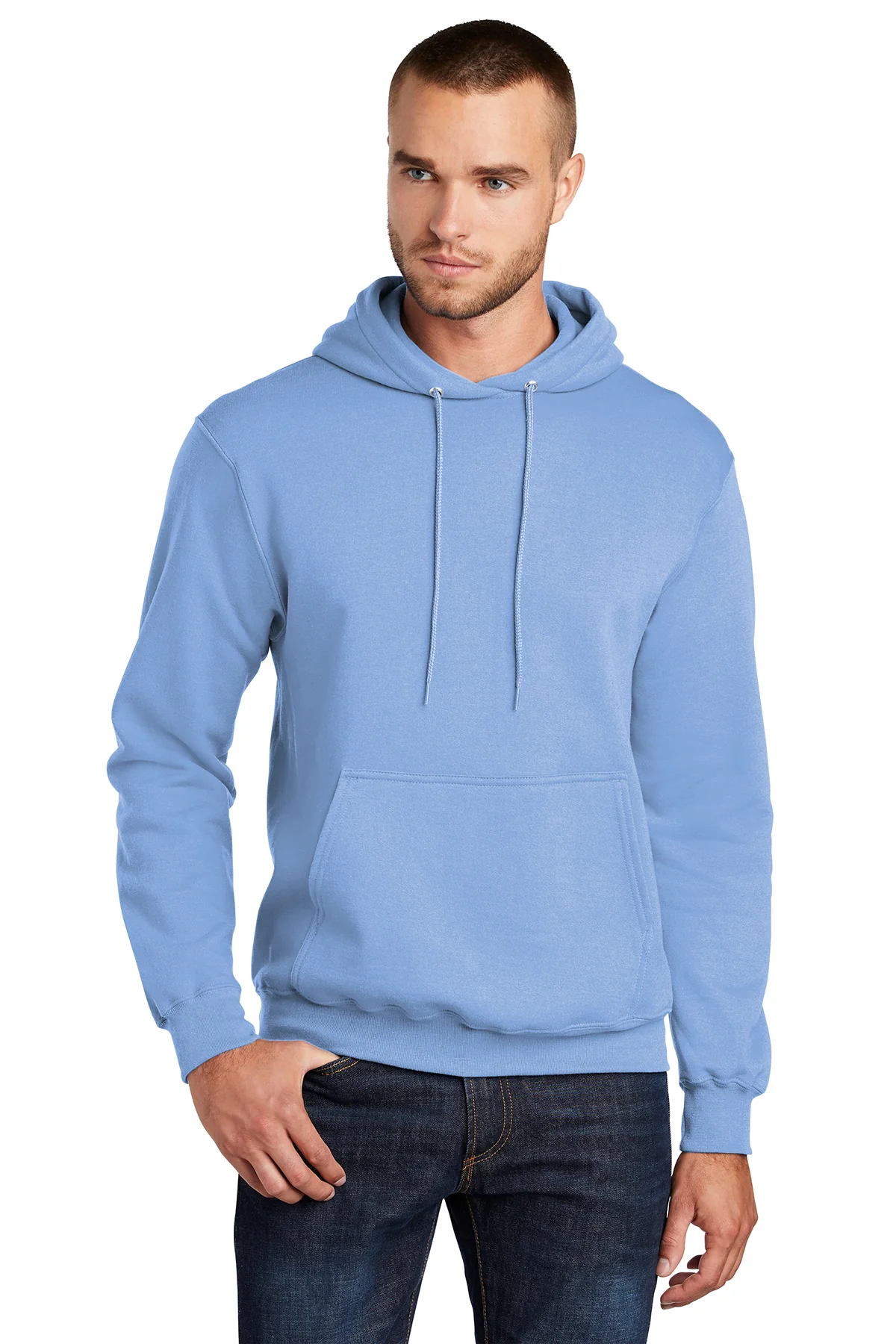 Port & Company Mens Core Pill Resistant Fleece Hooded Sweatshirt Hoodie - Light Blue