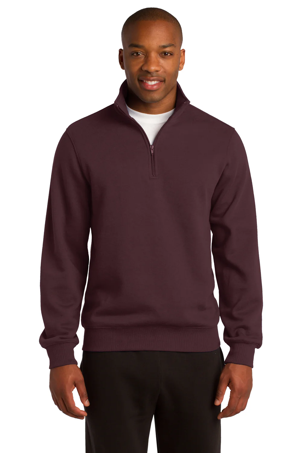 Sport-Tek Mens Shrink Resistant Fleece 1/4 Zip Sweatshirt - Maroon
