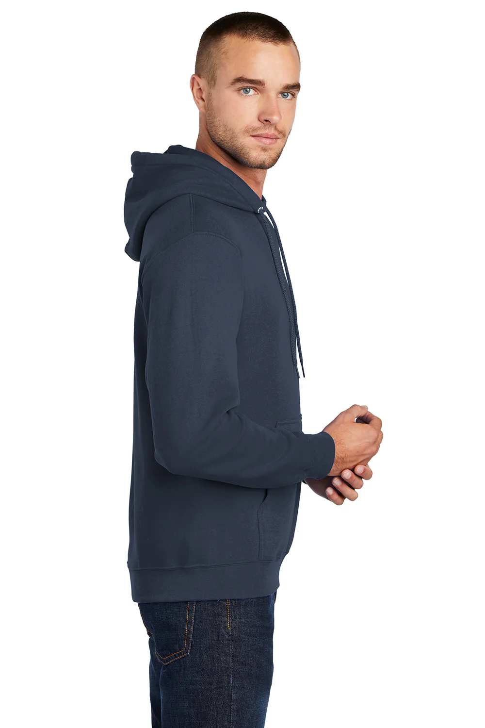 Port & Company Mens Core Pill Resistant Fleece Hooded Sweatshirt Hoodie - Navy Blue