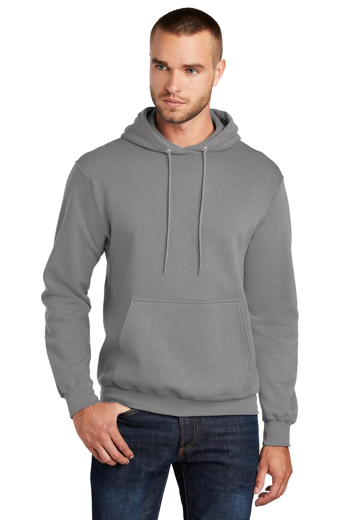 Port & Company Mens Core Pill Resistant Fleece Hooded Sweatshirt Hoodie - Medium Grey