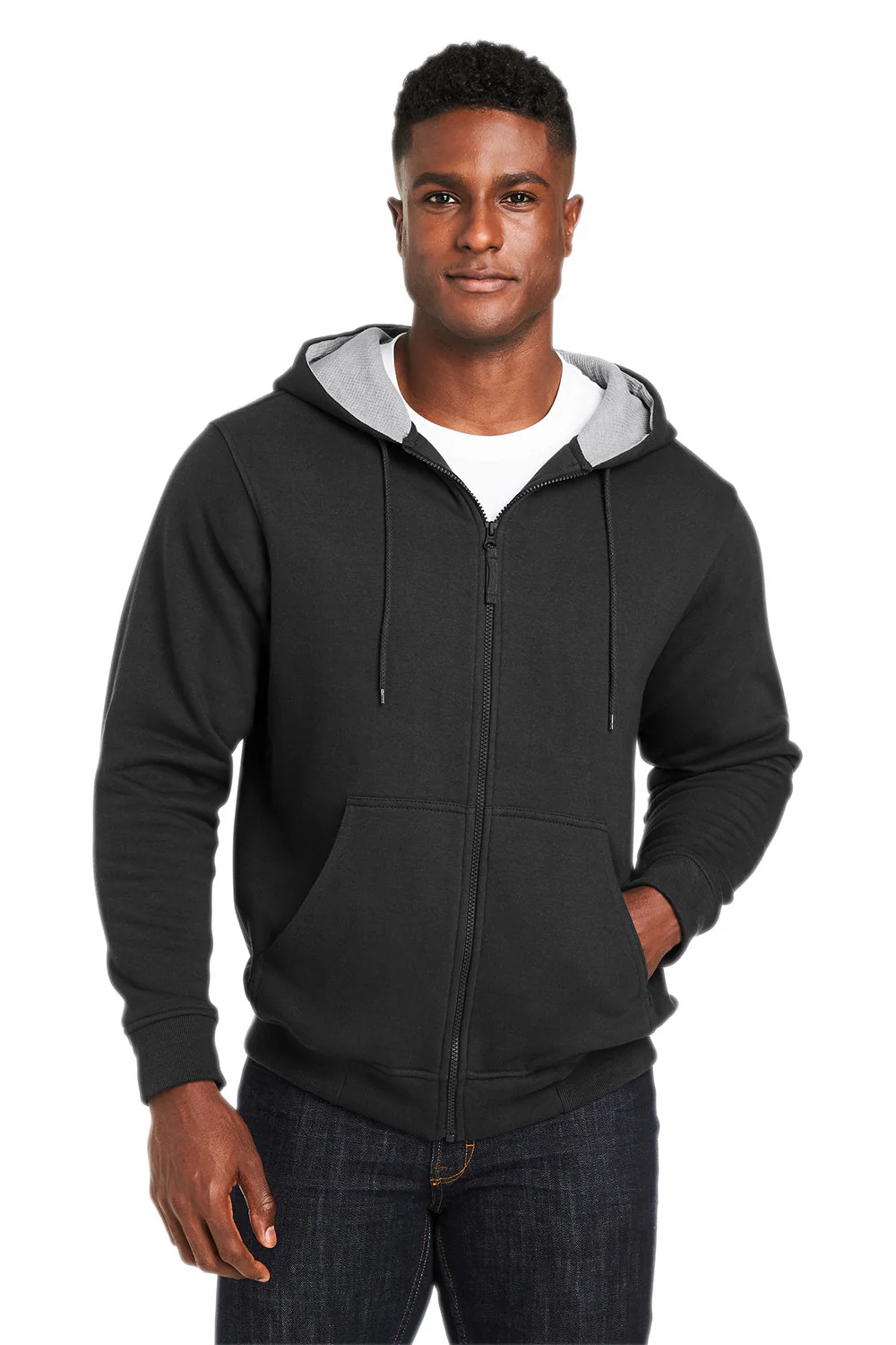 Harriton Mens Climabloc Water Resistant Full Zip Hooded Sweatshirt Hoodie - Black
