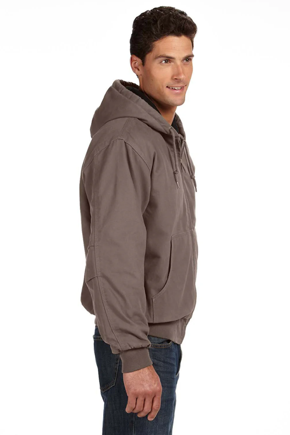 Dri Duck Mens Cheyenne Full Zip Hooded Sweatshirt Hoodie - Gravel Grey