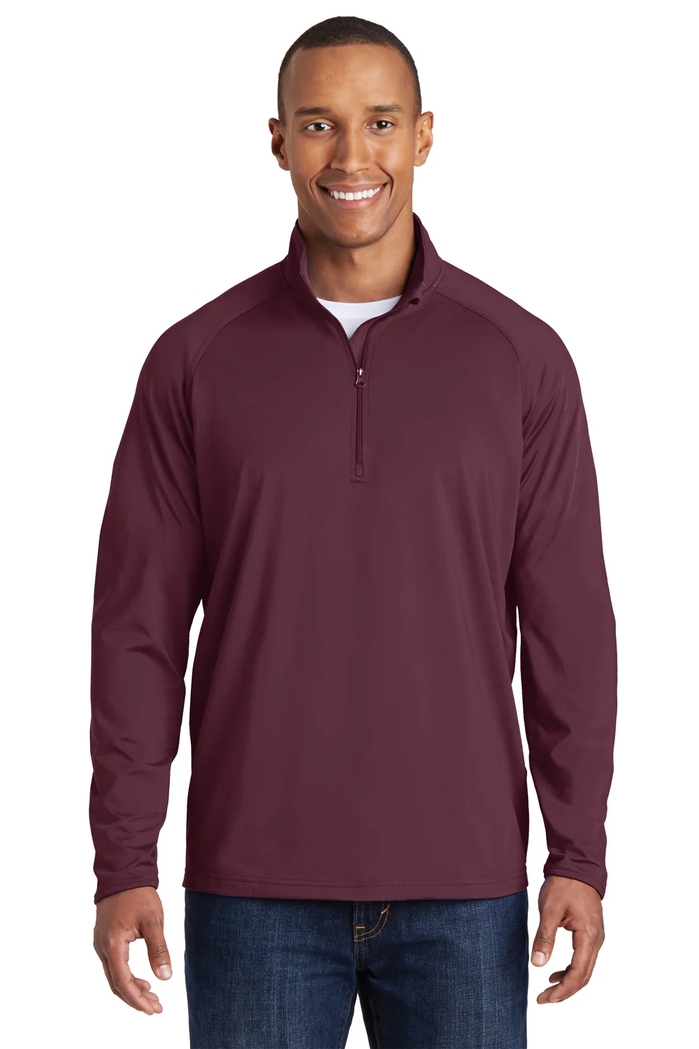 Sport-Tek Mens Sport-Wick Moisture Wicking 1/4 Zip Sweatshirt - Maroon