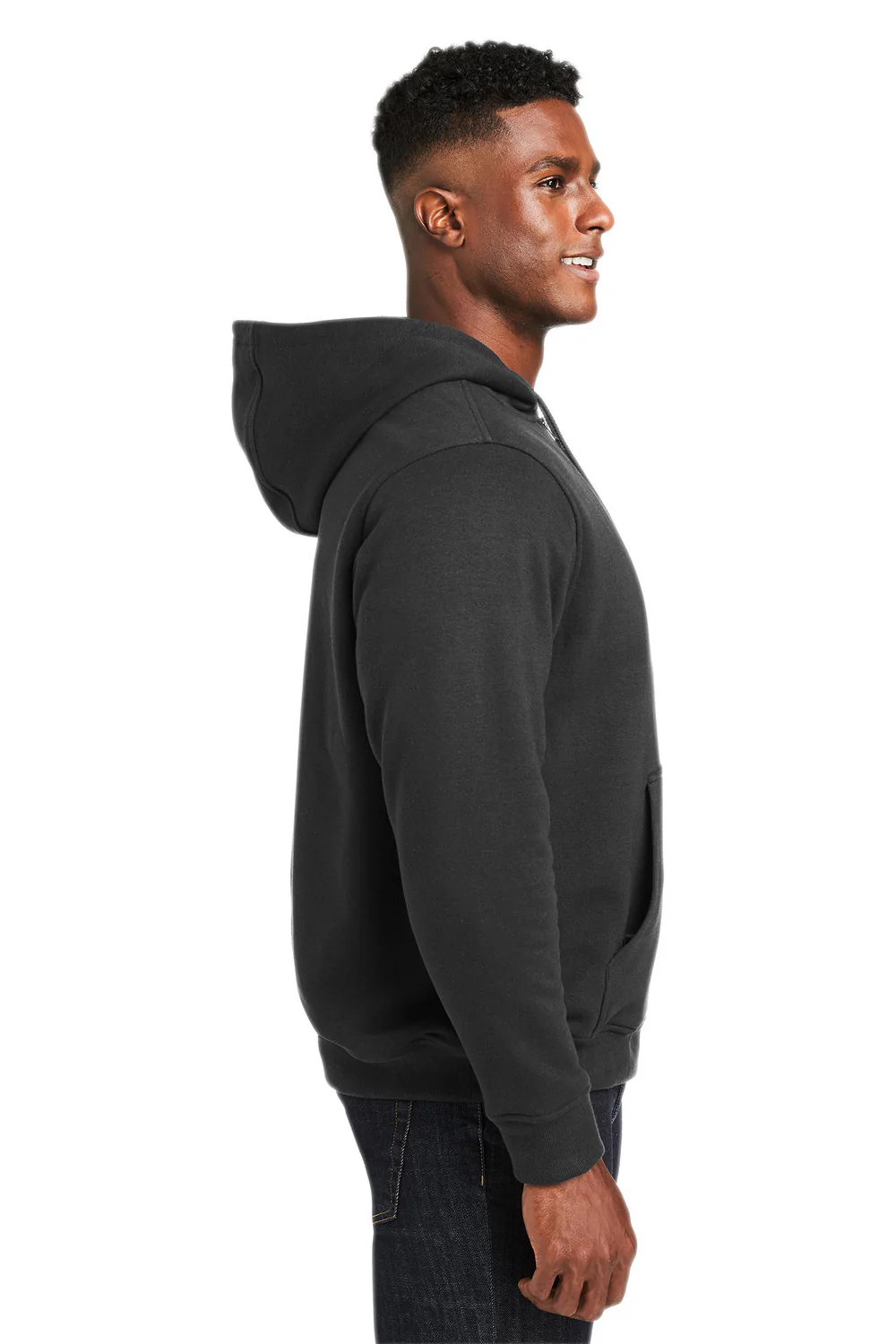 Harriton Mens Climabloc Water Resistant Full Zip Hooded Sweatshirt Hoodie - Black