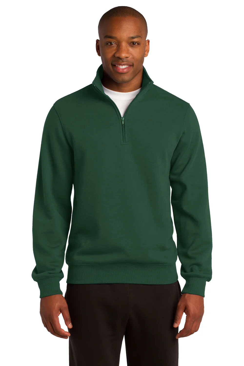 Sport-Tek Mens Shrink Resistant Fleece 1/4 Zip Sweatshirt - Forest Green