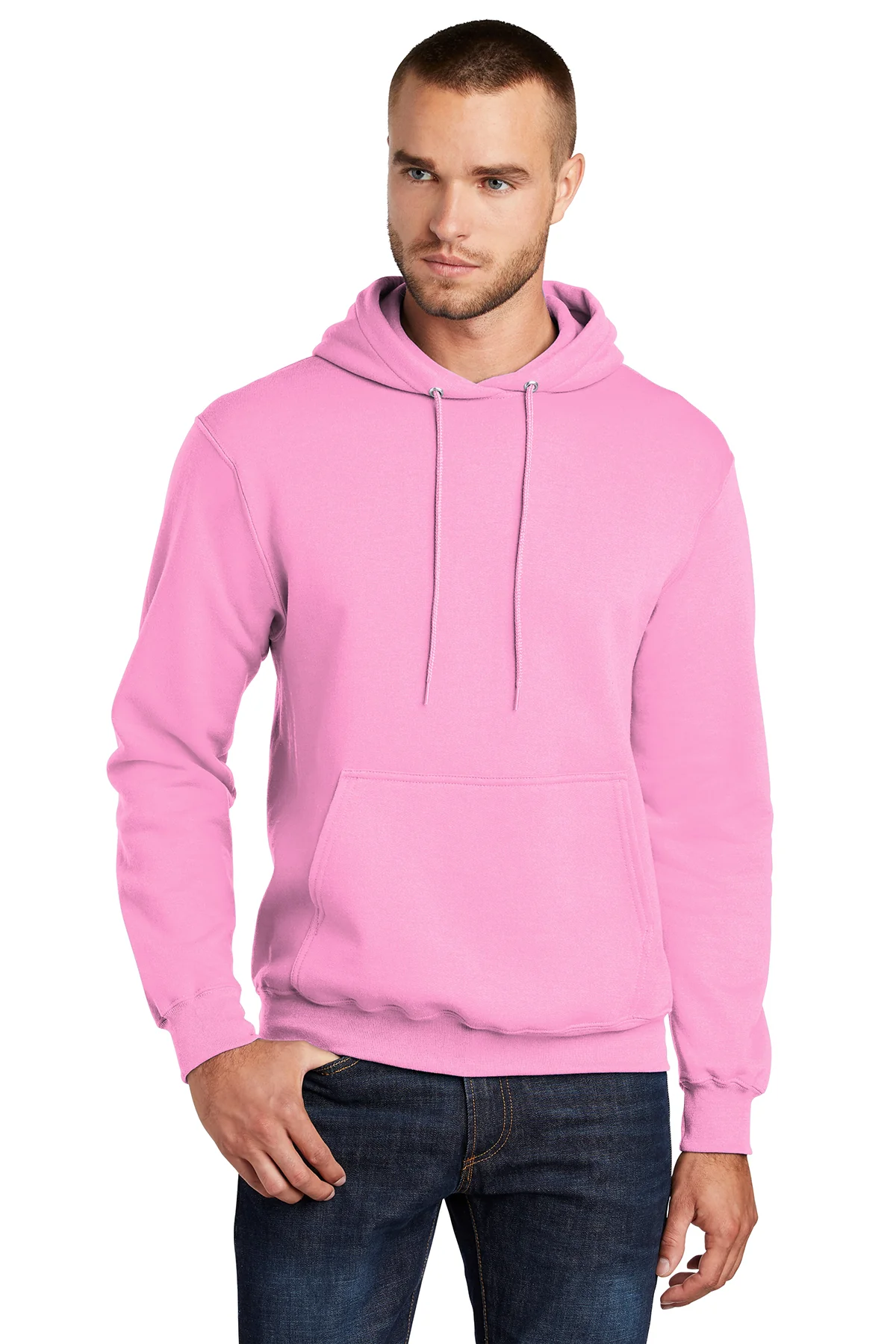Port & Company Mens Core Pill Resistant Fleece Hooded Sweatshirt Hoodie - Candy Pink